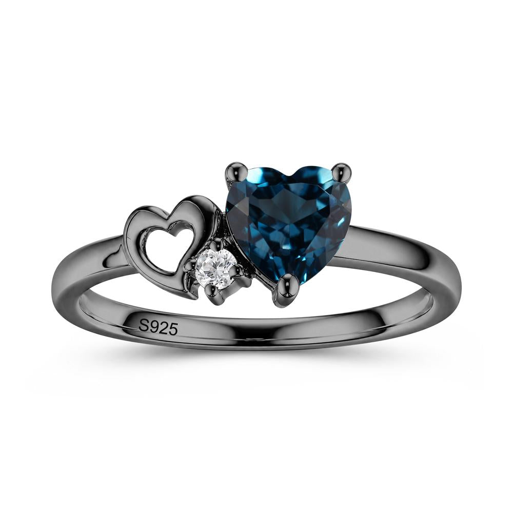 Dainty Daul Heart Amethyst Ring - LUO Jewelry #gemstone_London Blue Topaz
