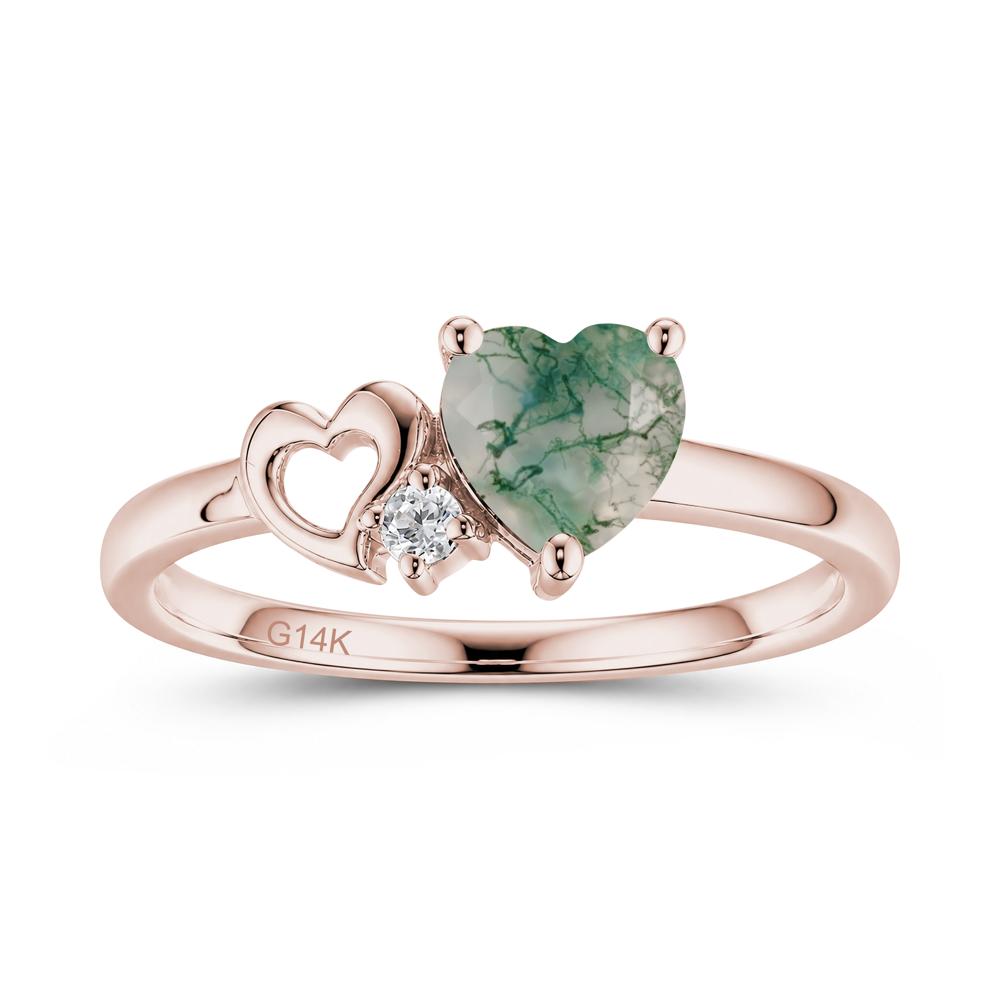 Dainty Daul Heart Amethyst Ring - LUO Jewelry #gemstone_Moss Agate