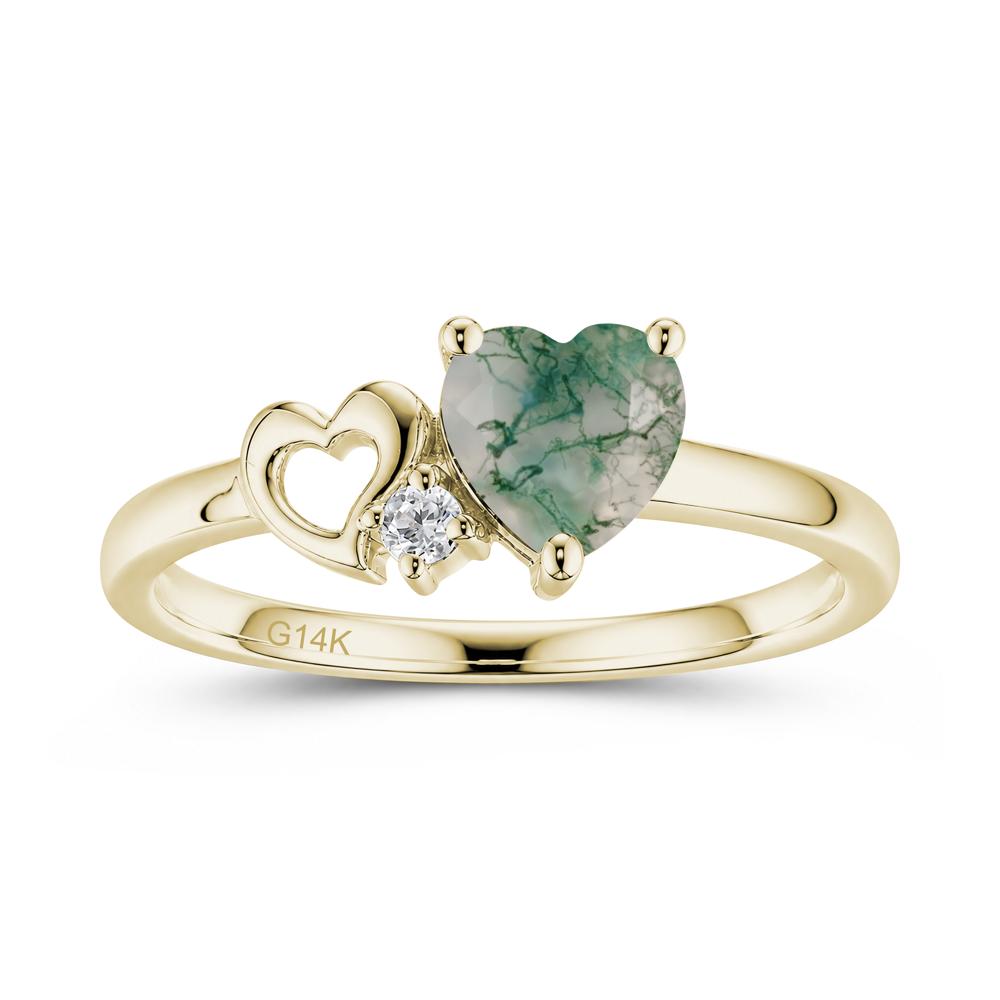 Dainty Daul Heart Amethyst Ring - LUO Jewelry #gemstone_Moss Agate