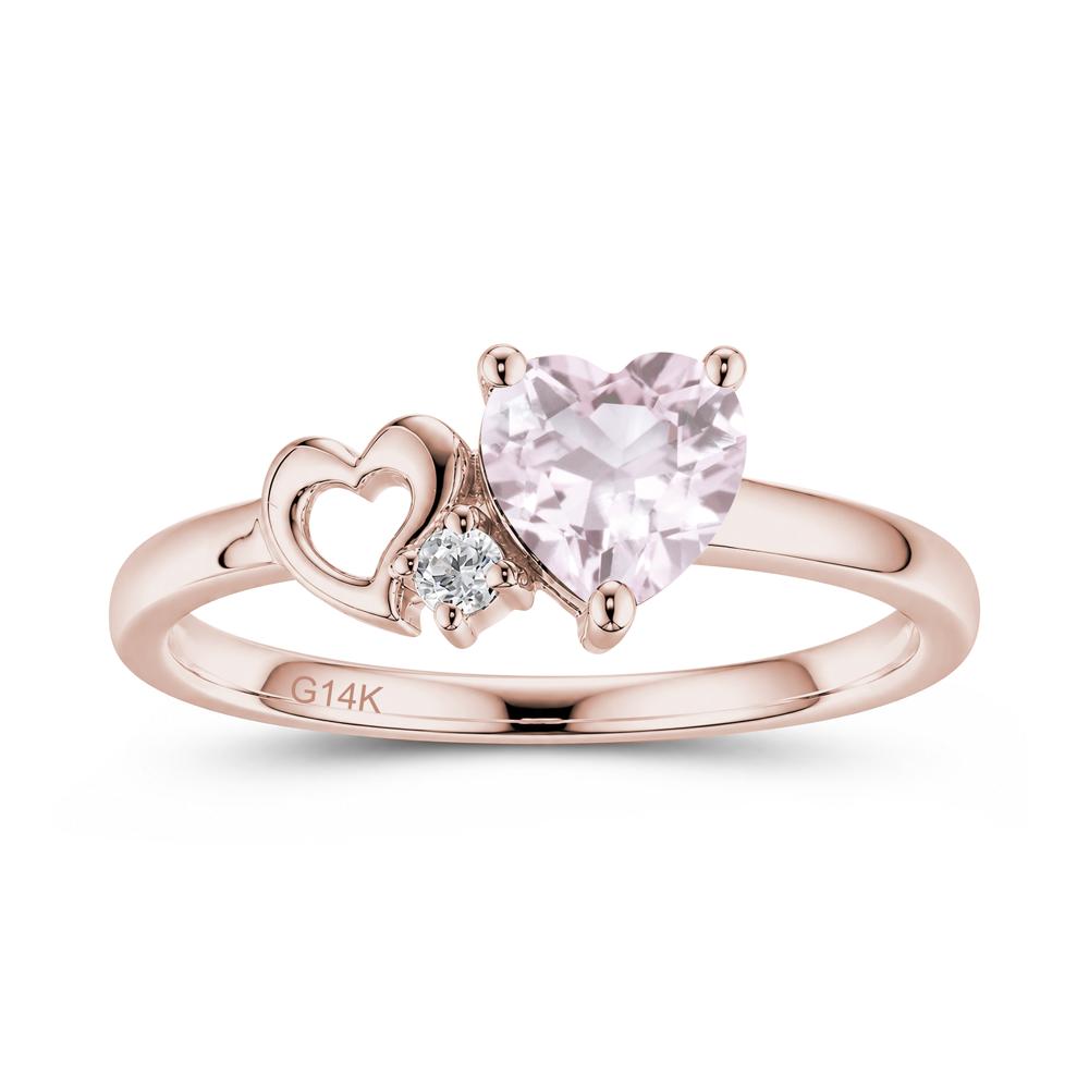 Dainty Daul Heart Amethyst Ring - LUO Jewelry #gemstone_Morganite