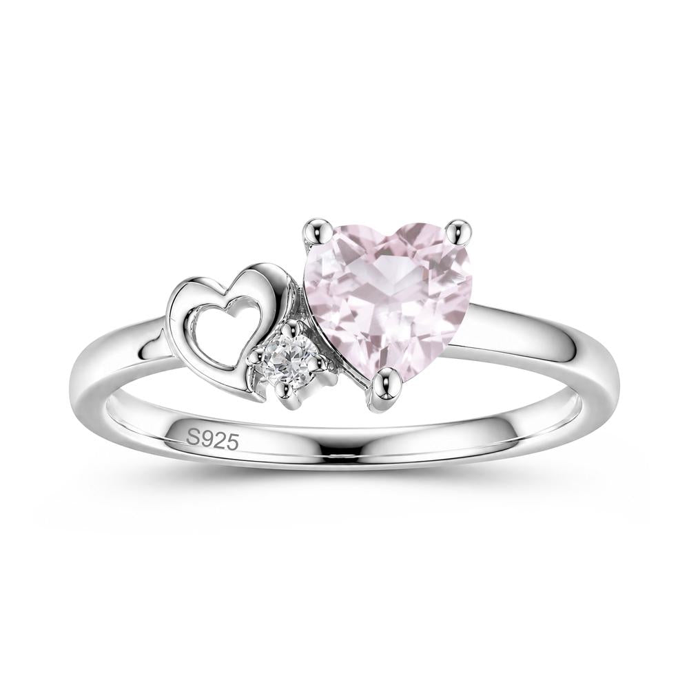 Dainty Daul Heart Amethyst Ring - LUO Jewelry #gemstone_Morganite
