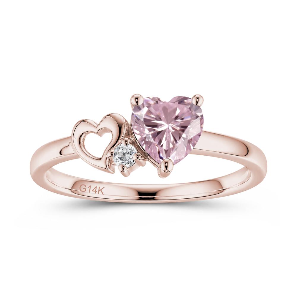 Dainty Daul Heart Amethyst Ring - LUO Jewelry #gemstone_Pink Cubic Zirconia