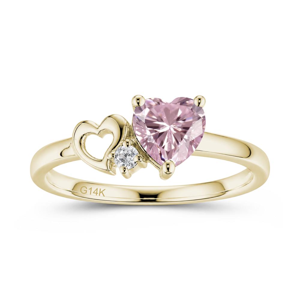 Dainty Daul Heart Amethyst Ring - LUO Jewelry #gemstone_Pink Cubic Zirconia