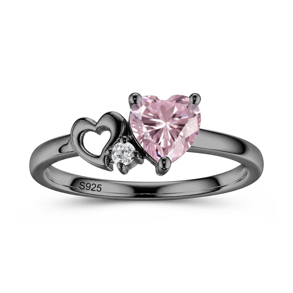 Dainty Daul Heart Amethyst Ring - LUO Jewelry #gemstone_Pink Cubic Zirconia