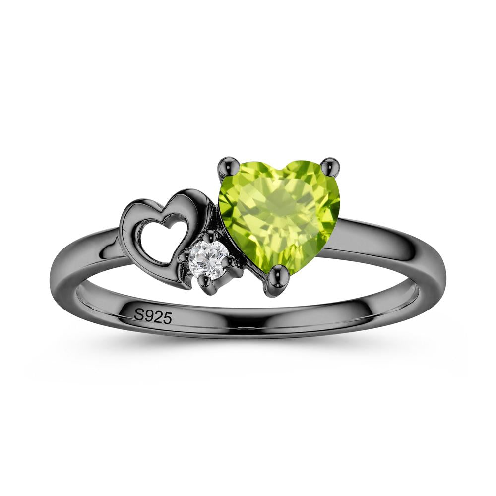 Dainty Daul Heart Amethyst Ring - LUO Jewelry #gemstone_Peridot