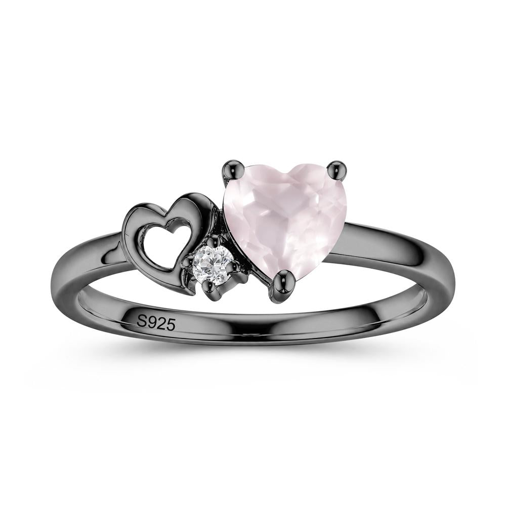 Dainty Daul Heart Amethyst Ring - LUO Jewelry #gemstone_Rose Quartz