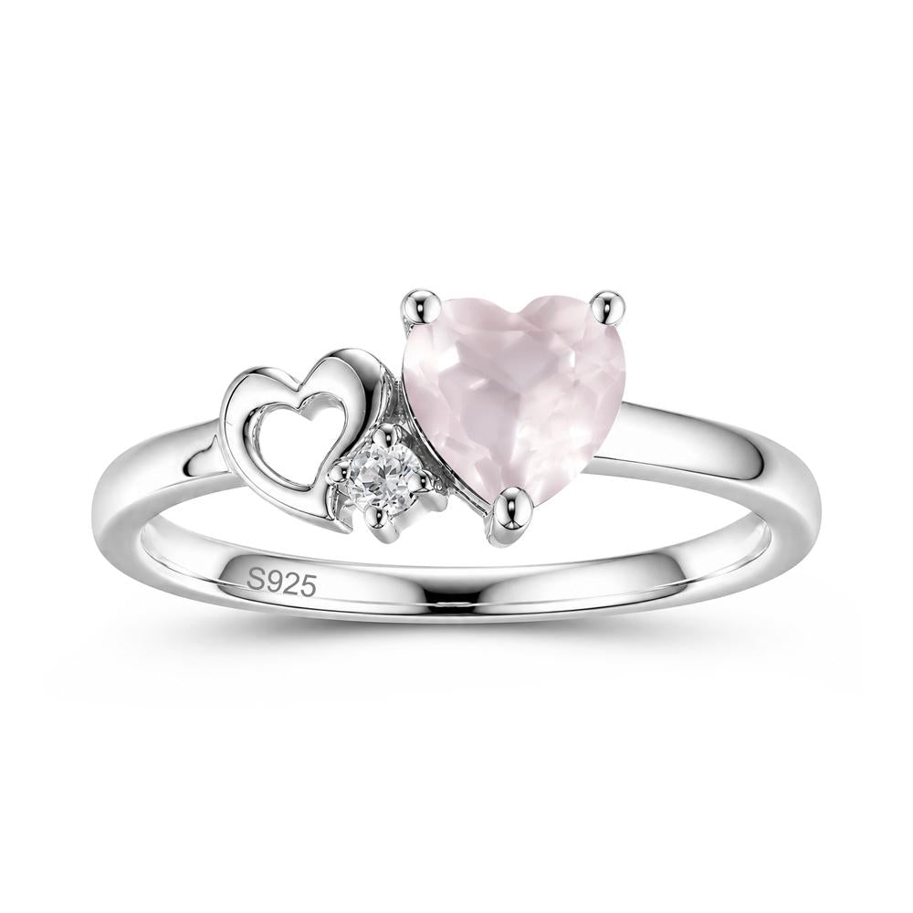 Dainty Daul Heart Amethyst Ring - LUO Jewelry #gemstone_Rose Quartz