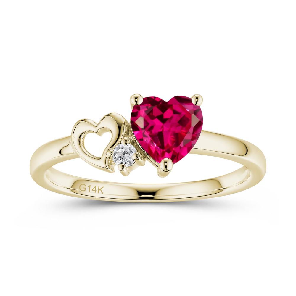 Dainty Daul Heart Amethyst Ring - LUO Jewelry #gemstone_Ruby
