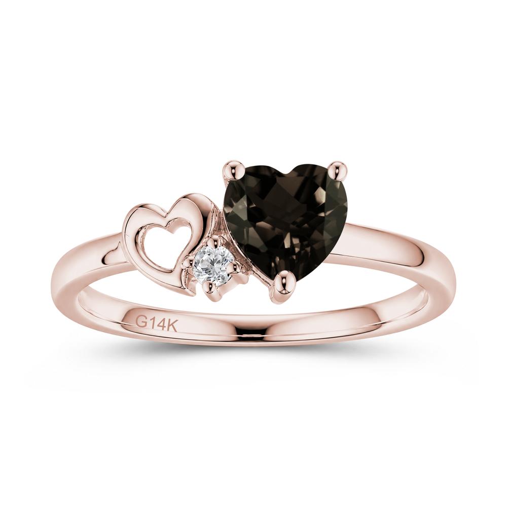 Dainty Daul Heart Amethyst Ring - LUO Jewelry #gemstone_Smoky Quartz