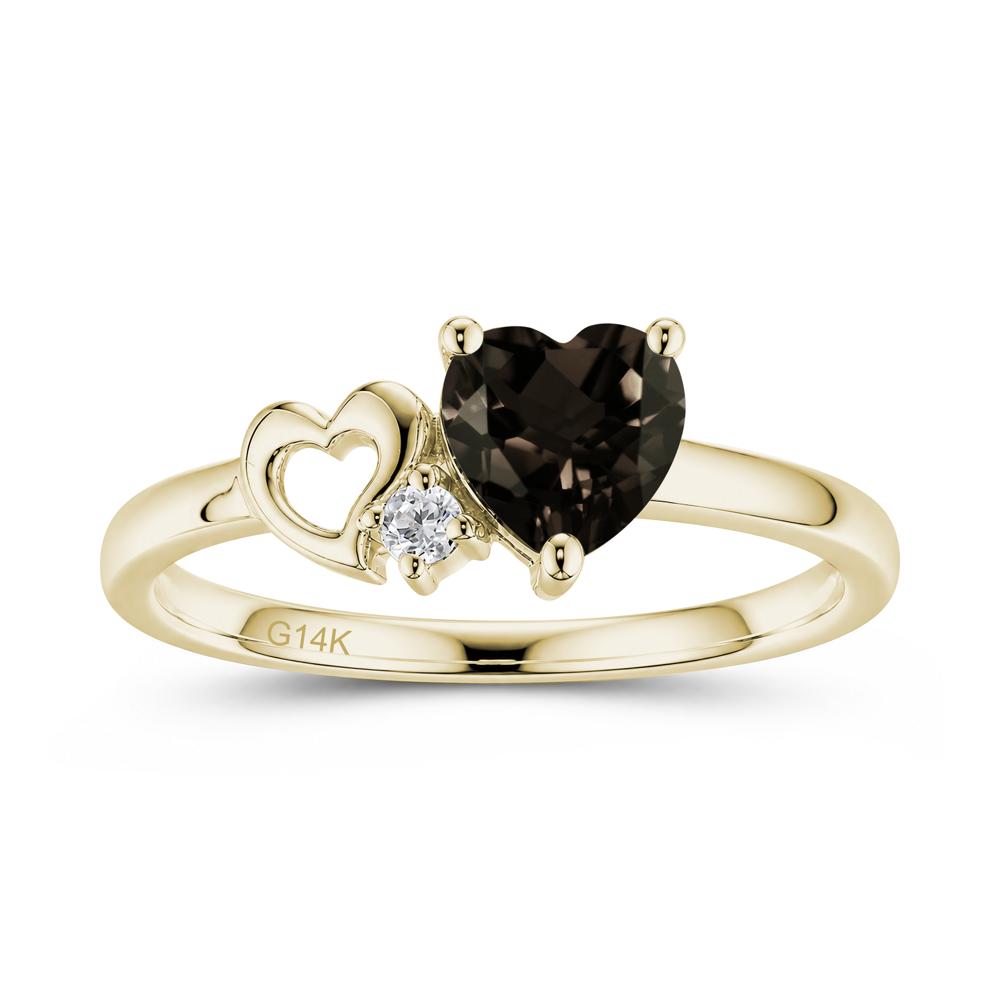 Dainty Daul Heart Amethyst Ring - LUO Jewelry #gemstone_Smoky Quartz