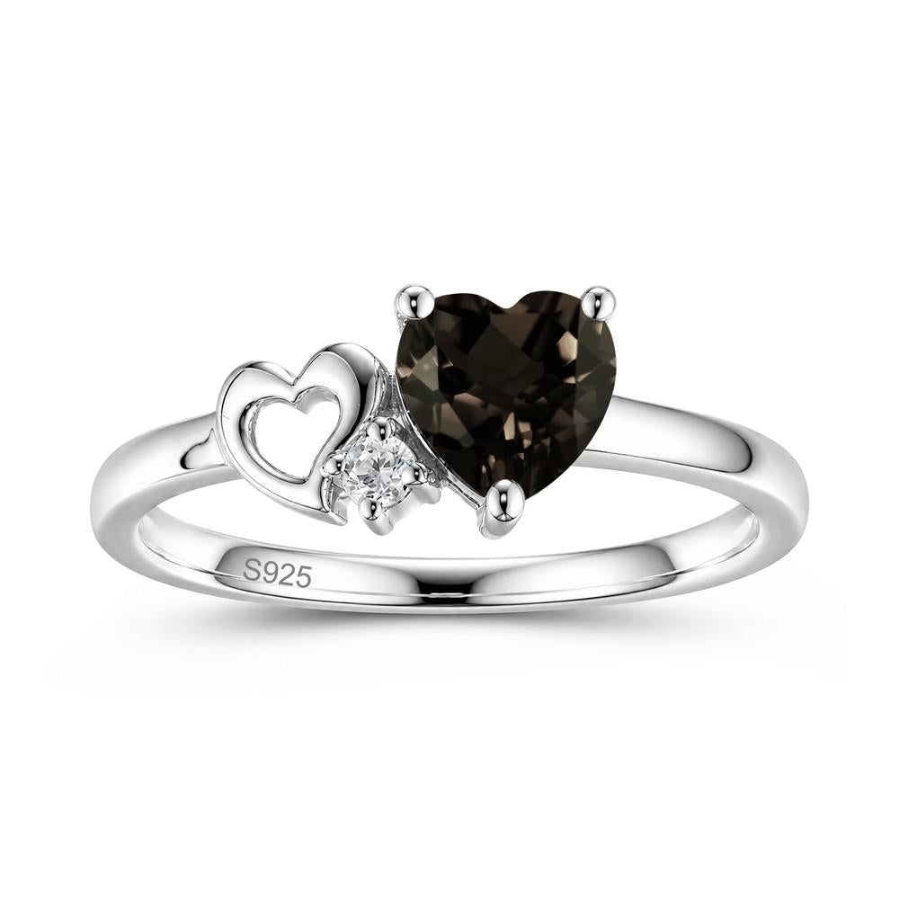Dainty Daul Heart Amethyst Ring - LUO Jewelry #gemstone_Smoky Quartz