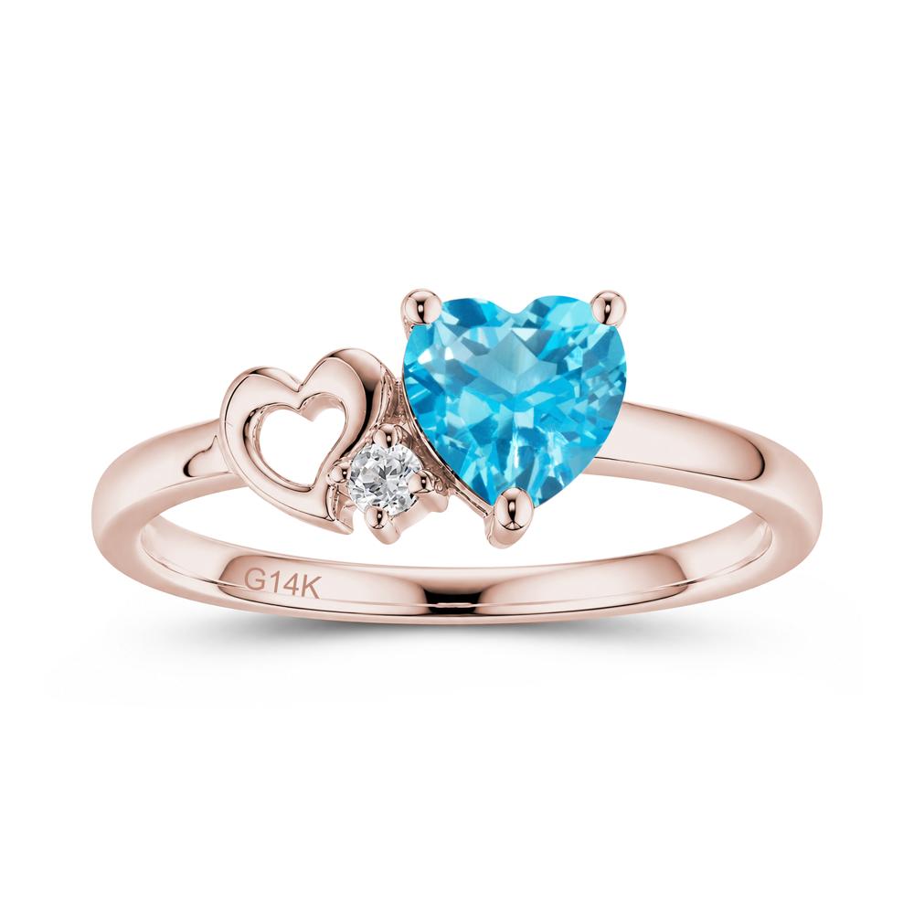 Dainty Daul Heart Amethyst Ring - LUO Jewelry #gemstone_Swiss Blue Topaz