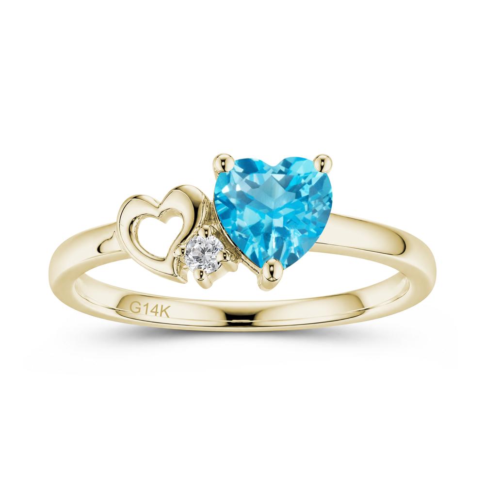 Dainty Daul Heart Amethyst Ring - LUO Jewelry #gemstone_Swiss Blue Topaz