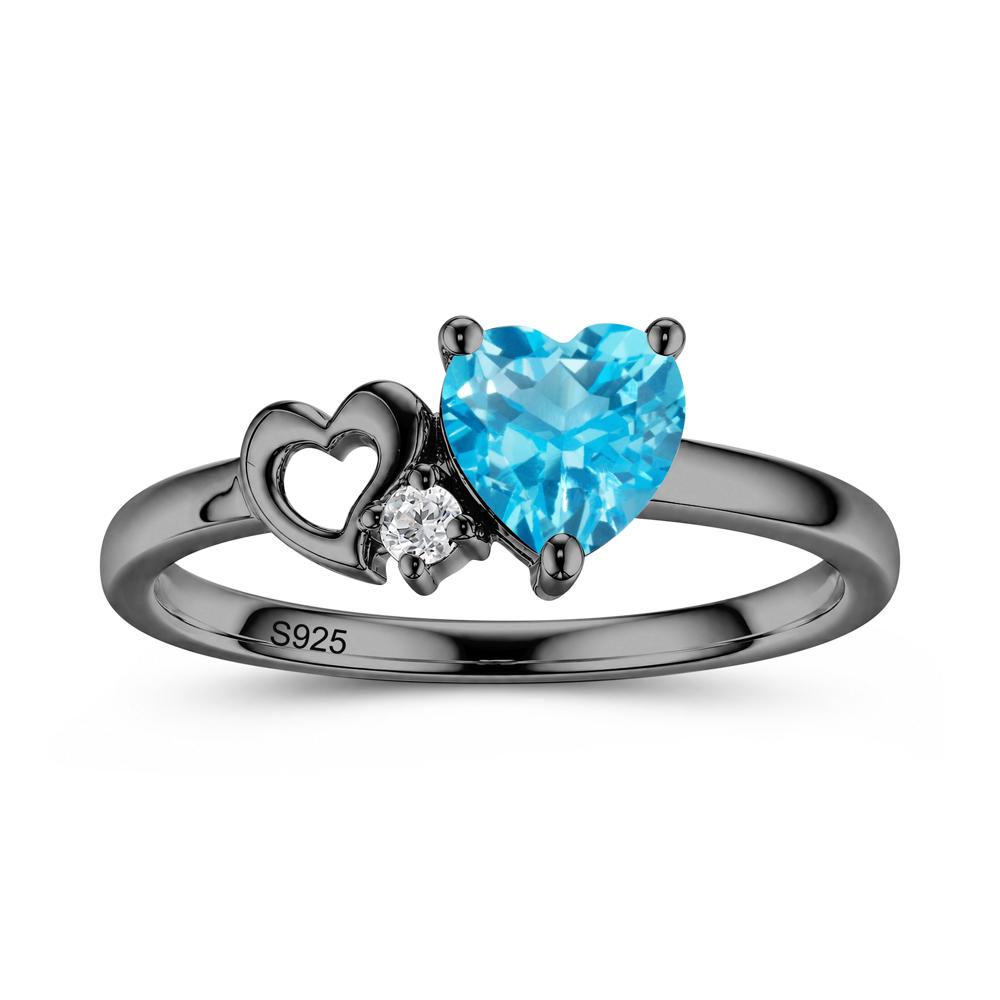 Dainty Daul Heart Amethyst Ring - LUO Jewelry #gemstone_Swiss Blue Topaz
