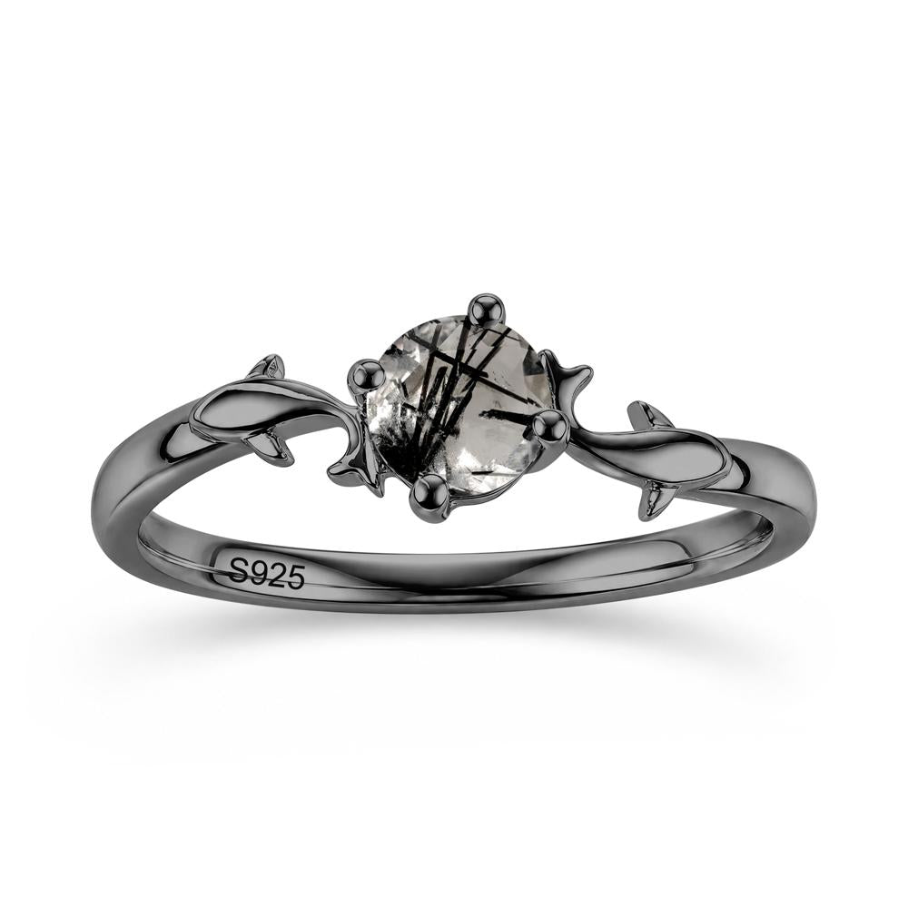 Solitaire Alexandrite Cute Fish Ring - LUO Jewelry #gemstone_Black Rutilated Quartz