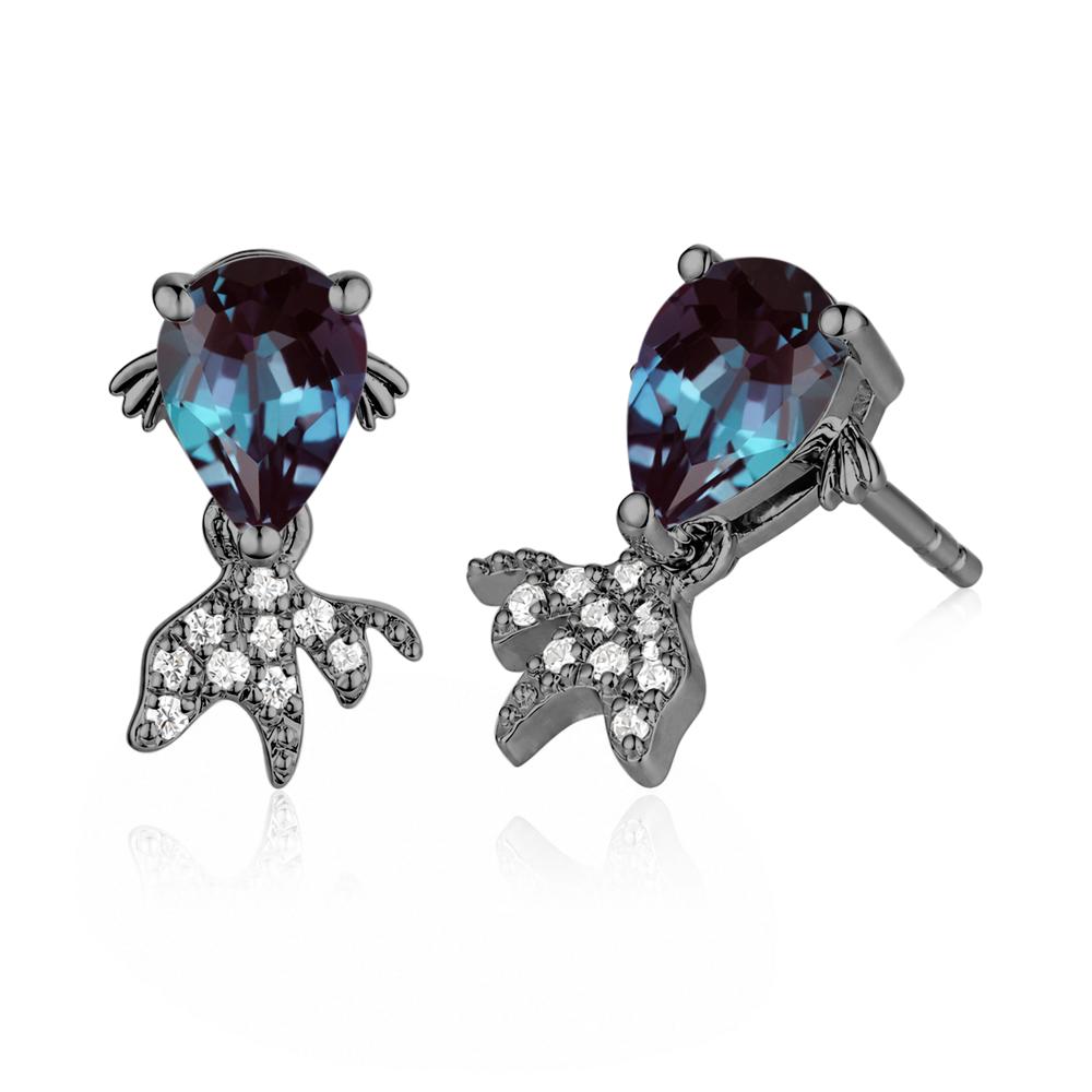 Cute Goldfish Smoky Quartz Stud Earrings - LUO Jewelry #gemstone_Alexandrite