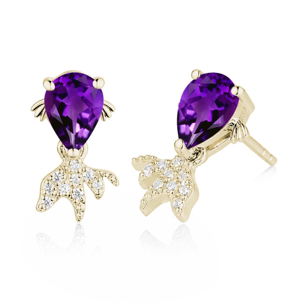 Cute Goldfish Smoky Quartz Stud Earrings - LUO Jewelry #gemstone_Amethyst