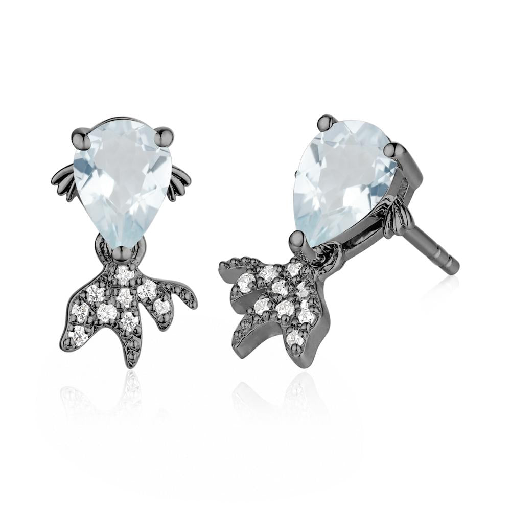 Cute Goldfish Smoky Quartz Stud Earrings - LUO Jewelry #gemstone_Aquamarine