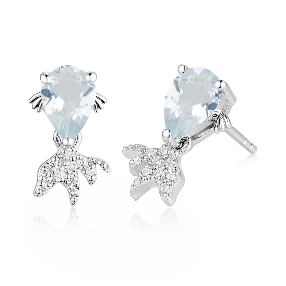 Cute Goldfish Smoky Quartz Stud Earrings - LUO Jewelry #gemstone_Aquamarine