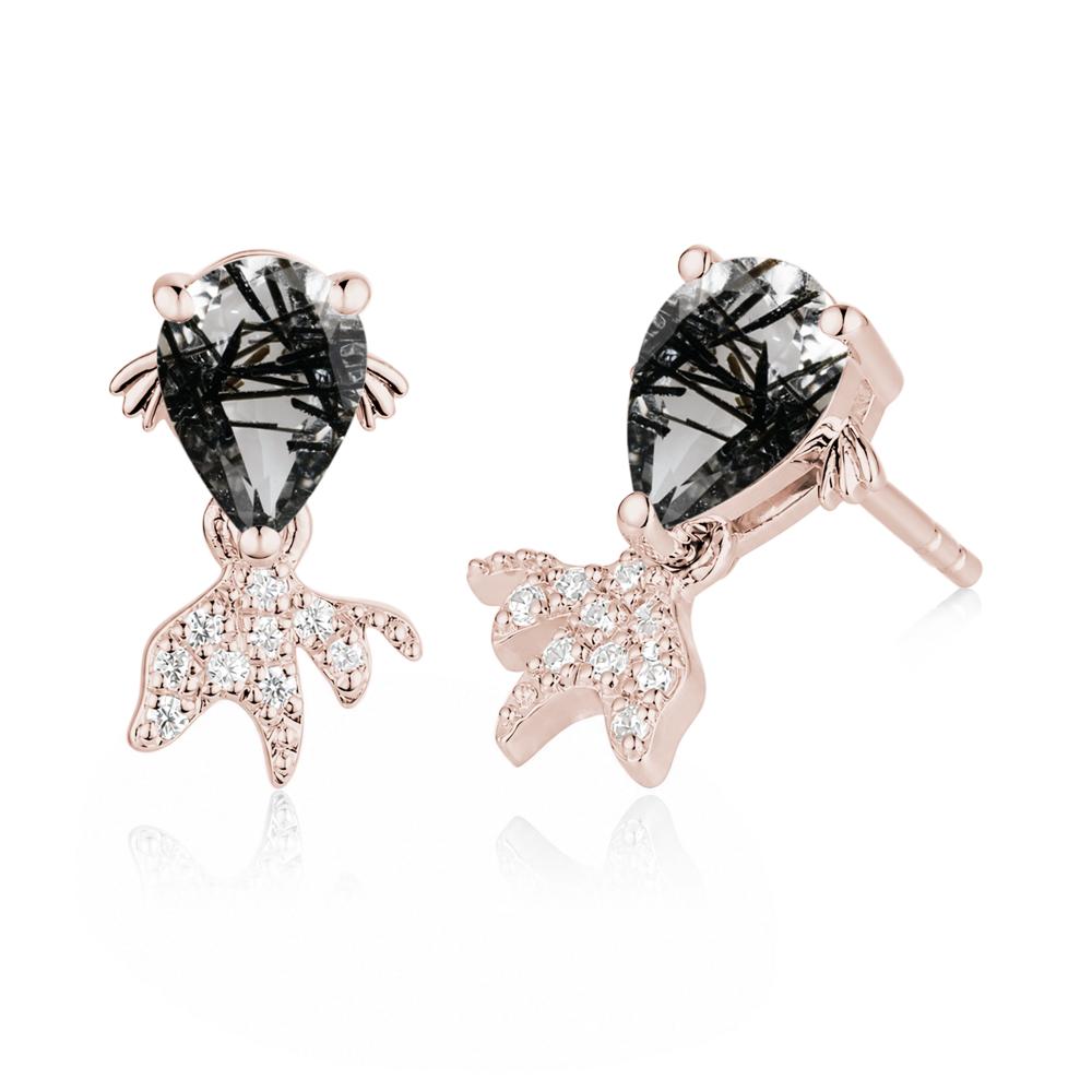 Cute Goldfish Smoky Quartz Stud Earrings - LUO Jewelry #gemstone_Black Rutilated Quartz