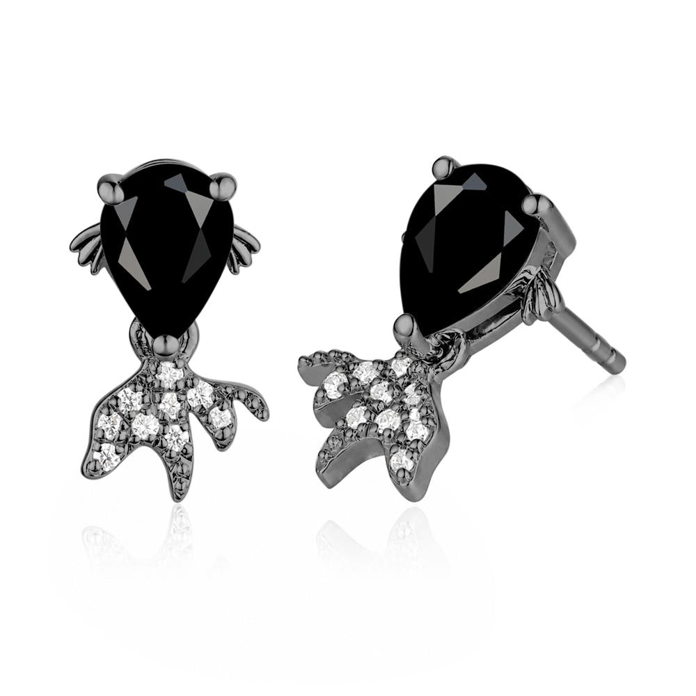 Cute Goldfish Smoky Quartz Stud Earrings - LUO Jewelry #gemstone_Black Spinel