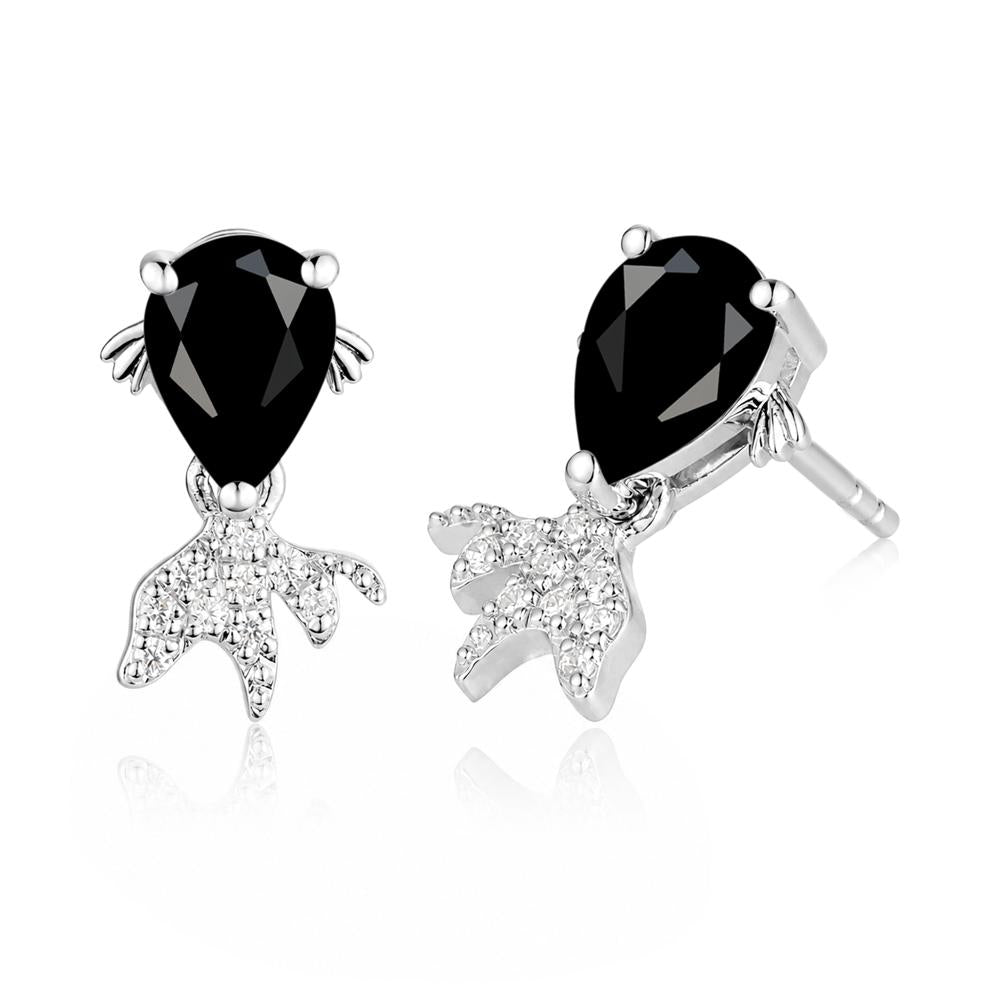 Cute Goldfish Smoky Quartz Stud Earrings - LUO Jewelry #gemstone_Black Spinel