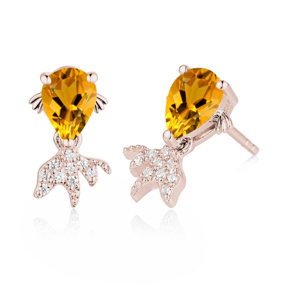 Cute Goldfish Smoky Quartz Stud Earrings - LUO Jewelry #gemstone_Citrine