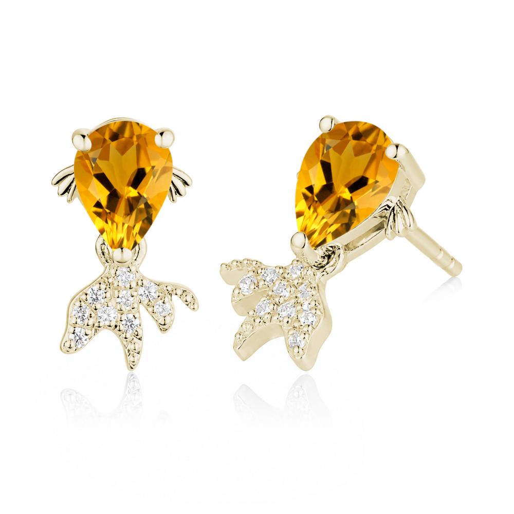 Cute Goldfish Smoky Quartz Stud Earrings - LUO Jewelry #gemstone_Citrine