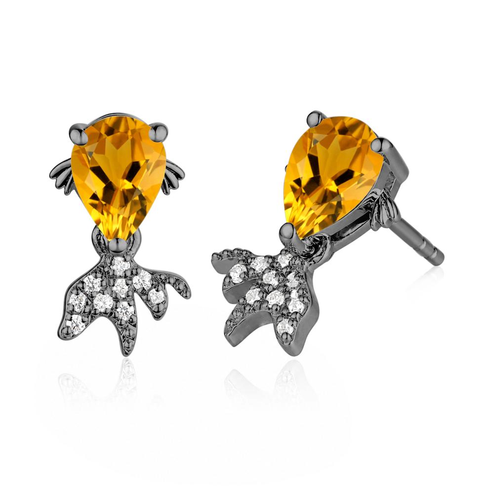 Cute Goldfish Smoky Quartz Stud Earrings - LUO Jewelry #gemstone_Citrine