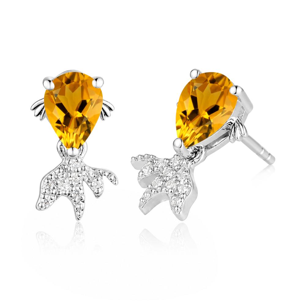 Cute Goldfish Smoky Quartz Stud Earrings - LUO Jewelry #gemstone_Citrine