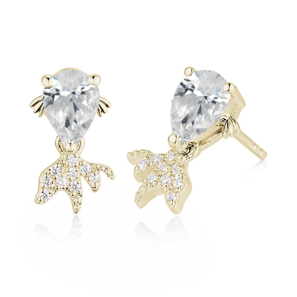 Cute Goldfish Smoky Quartz Stud Earrings - LUO Jewelry #gemstone_Cubic Zirconia