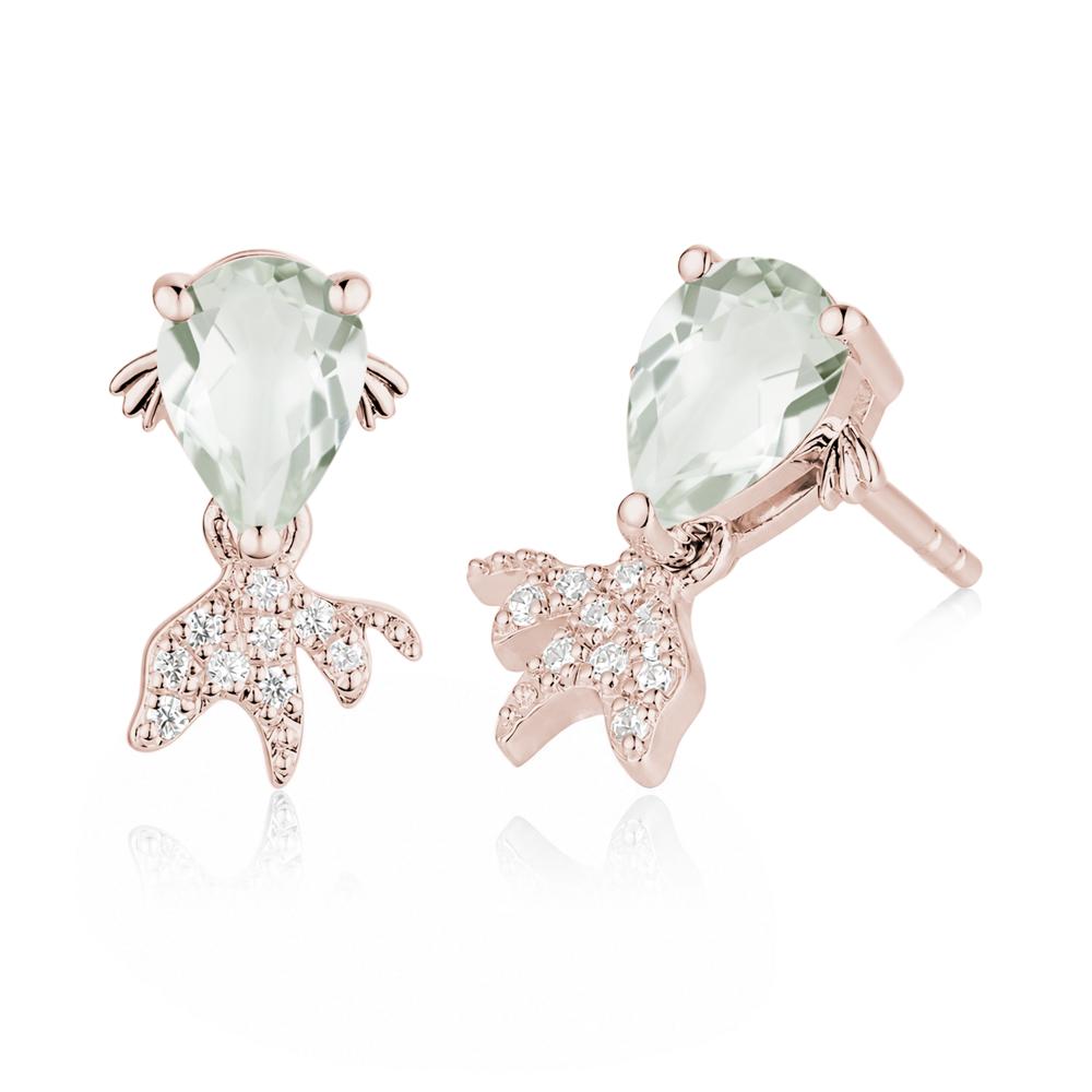Cute Goldfish Smoky Quartz Stud Earrings - LUO Jewelry #gemstone_Green Amethyst
