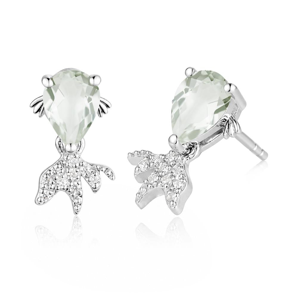 Cute Goldfish Smoky Quartz Stud Earrings - LUO Jewelry #gemstone_Green Amethyst