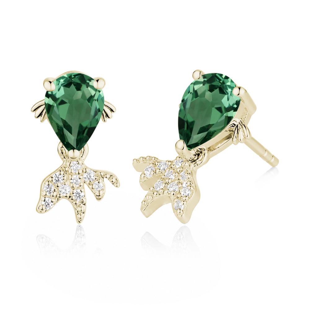 Cute Goldfish Smoky Quartz Stud Earrings - LUO Jewelry #gemstone_Green Sapphire