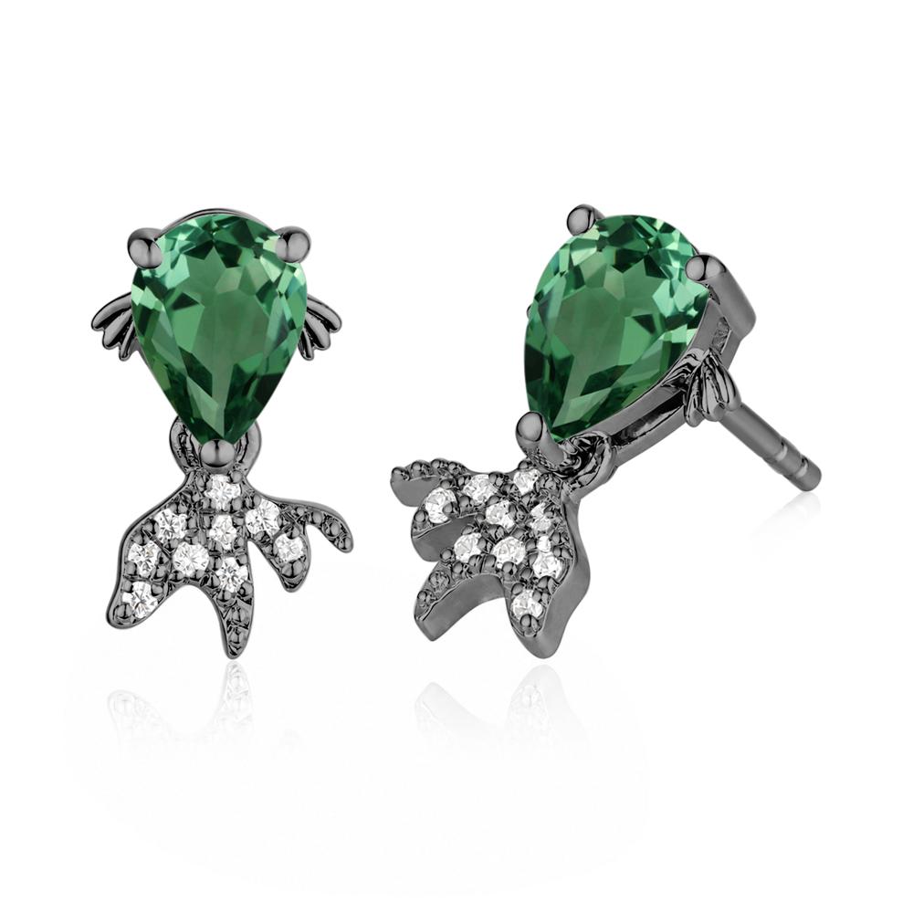 Cute Goldfish Smoky Quartz Stud Earrings - LUO Jewelry #gemstone_Green Sapphire