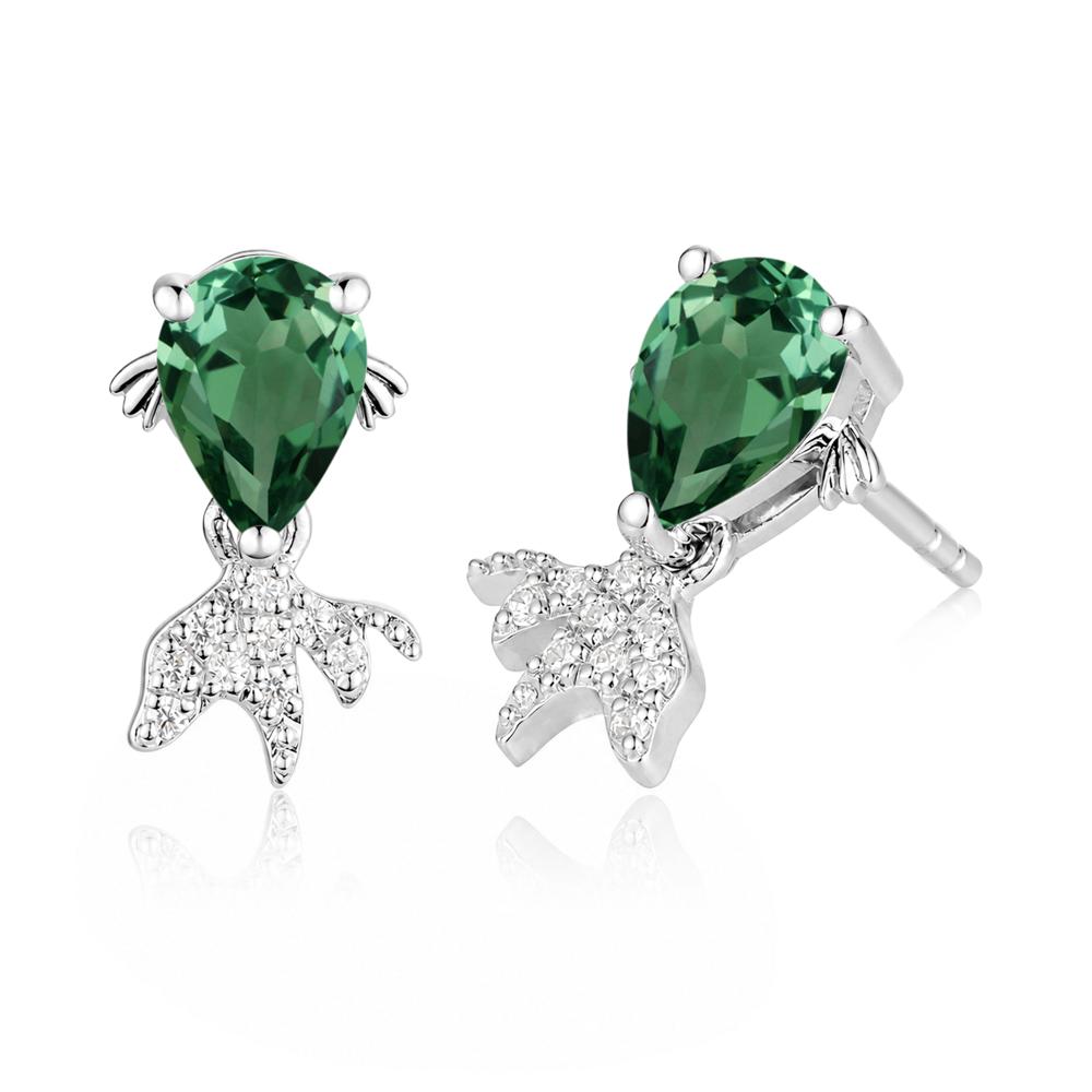 Cute Goldfish Smoky Quartz Stud Earrings - LUO Jewelry #gemstone_Green Sapphire