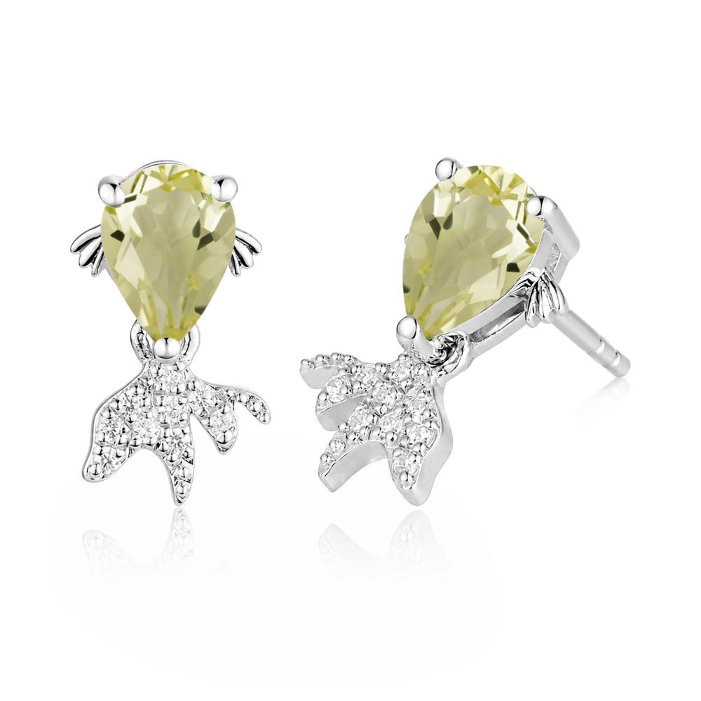 Cute Goldfish Smoky Quartz Stud Earrings - LUO Jewelry #gemstone_Lemon Quartz