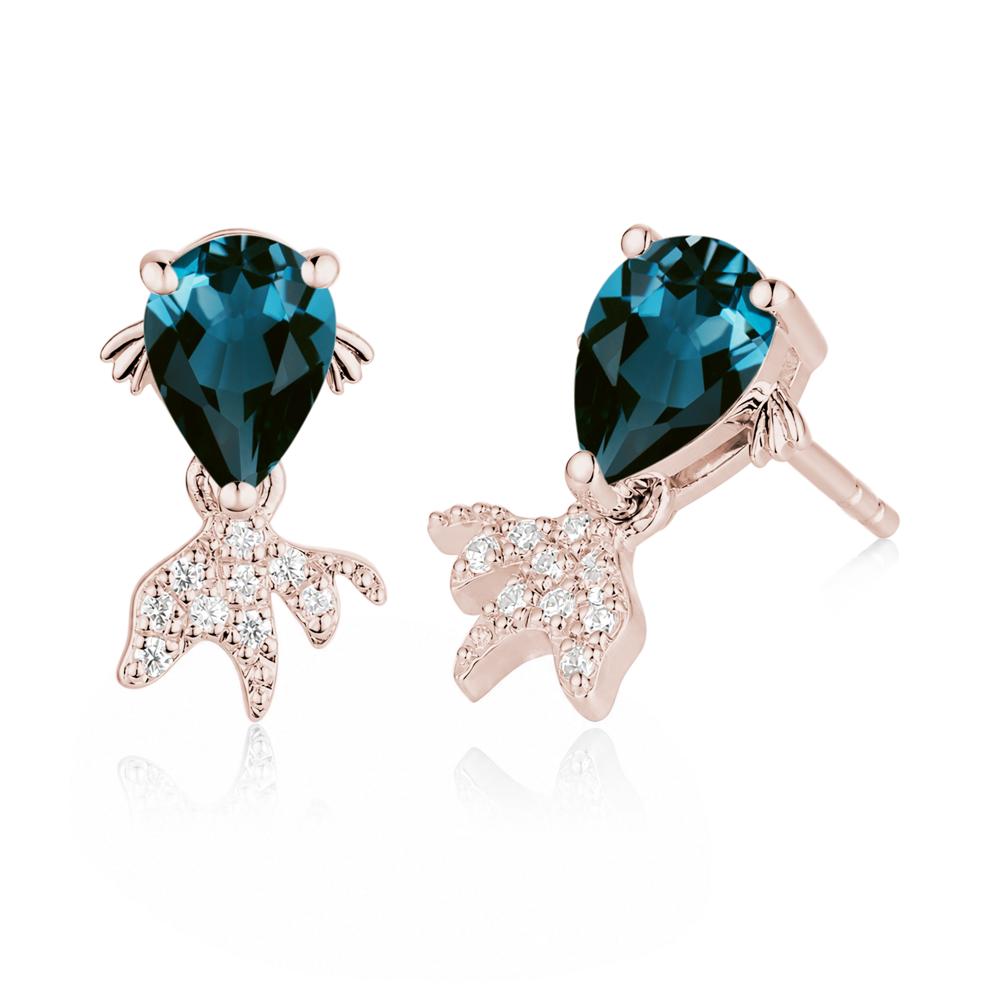 Cute Goldfish Smoky Quartz Stud Earrings - LUO Jewelry #gemstone_London Blue Topaz