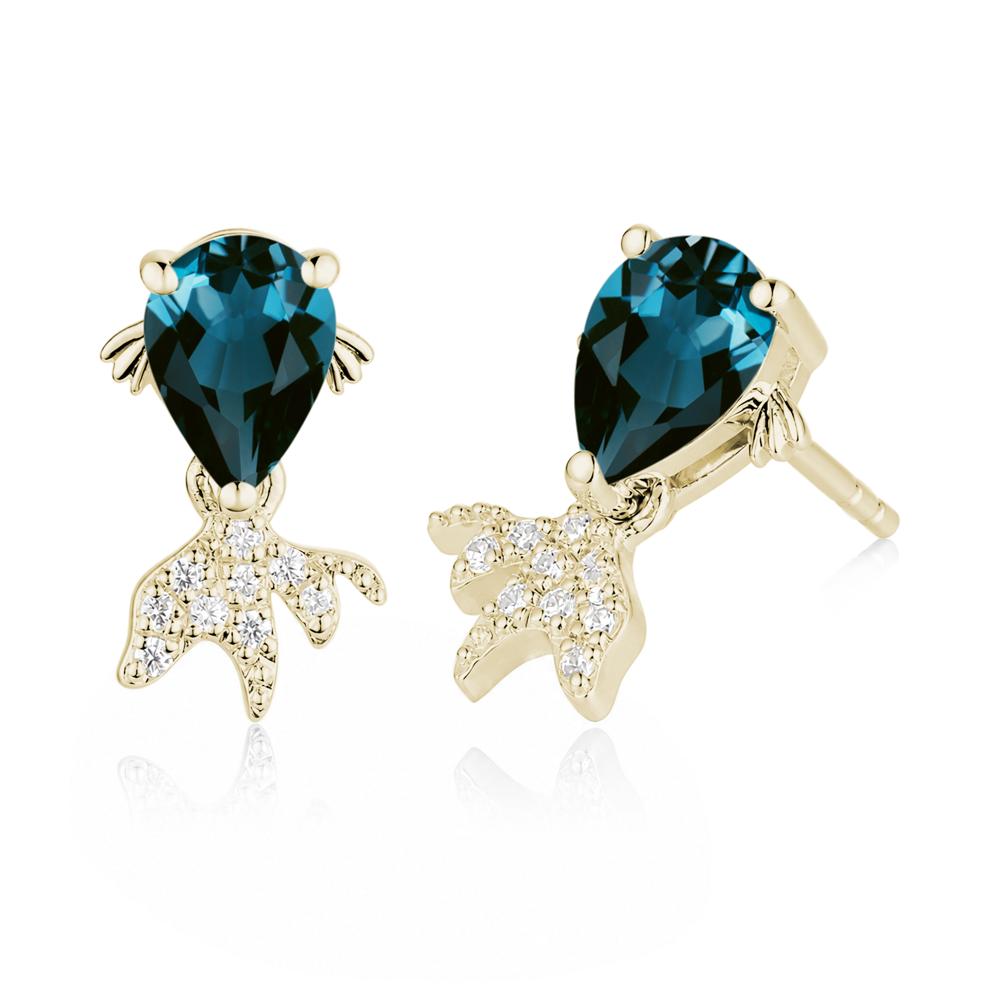 Cute Goldfish Smoky Quartz Stud Earrings - LUO Jewelry #gemstone_London Blue Topaz