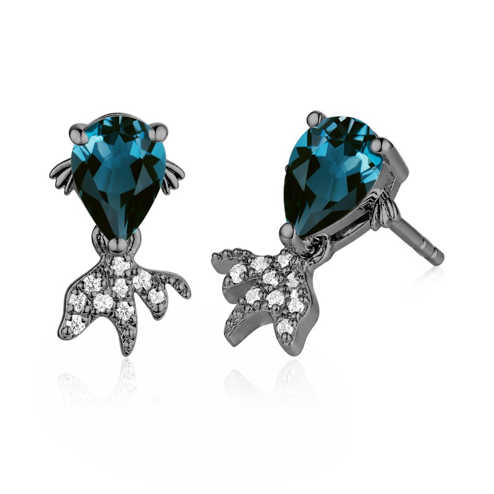 Cute Goldfish Smoky Quartz Stud Earrings - LUO Jewelry #gemstone_London Blue Topaz