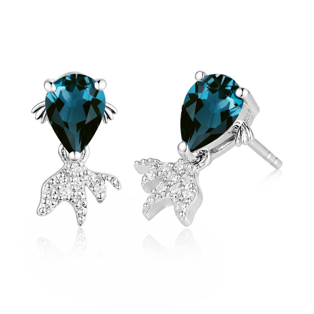Cute Goldfish Smoky Quartz Stud Earrings - LUO Jewelry #gemstone_London Blue Topaz