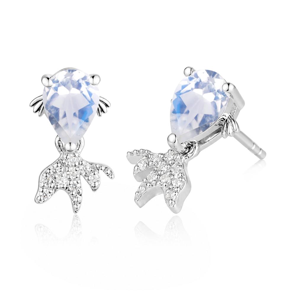 Cute Goldfish Smoky Quartz Stud Earrings - LUO Jewelry #gemstone_Moonstone