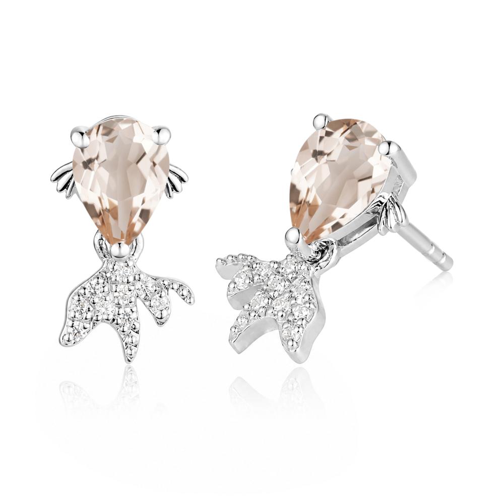 Cute Goldfish Smoky Quartz Stud Earrings - LUO Jewelry #gemstone_Morganite