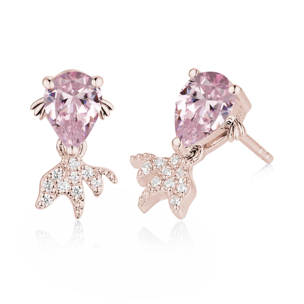 Cute Goldfish Smoky Quartz Stud Earrings - LUO Jewelry #gemstone_Pink Cubic Zirconia