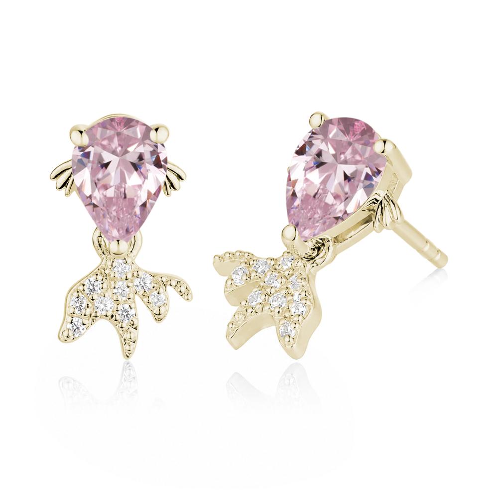 Cute Goldfish Smoky Quartz Stud Earrings - LUO Jewelry #gemstone_Pink Cubic Zirconia