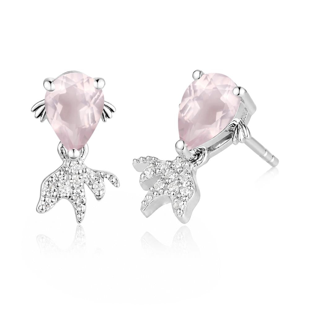 Cute Goldfish Smoky Quartz Stud Earrings - LUO Jewelry #gemstone_Rose Quartz