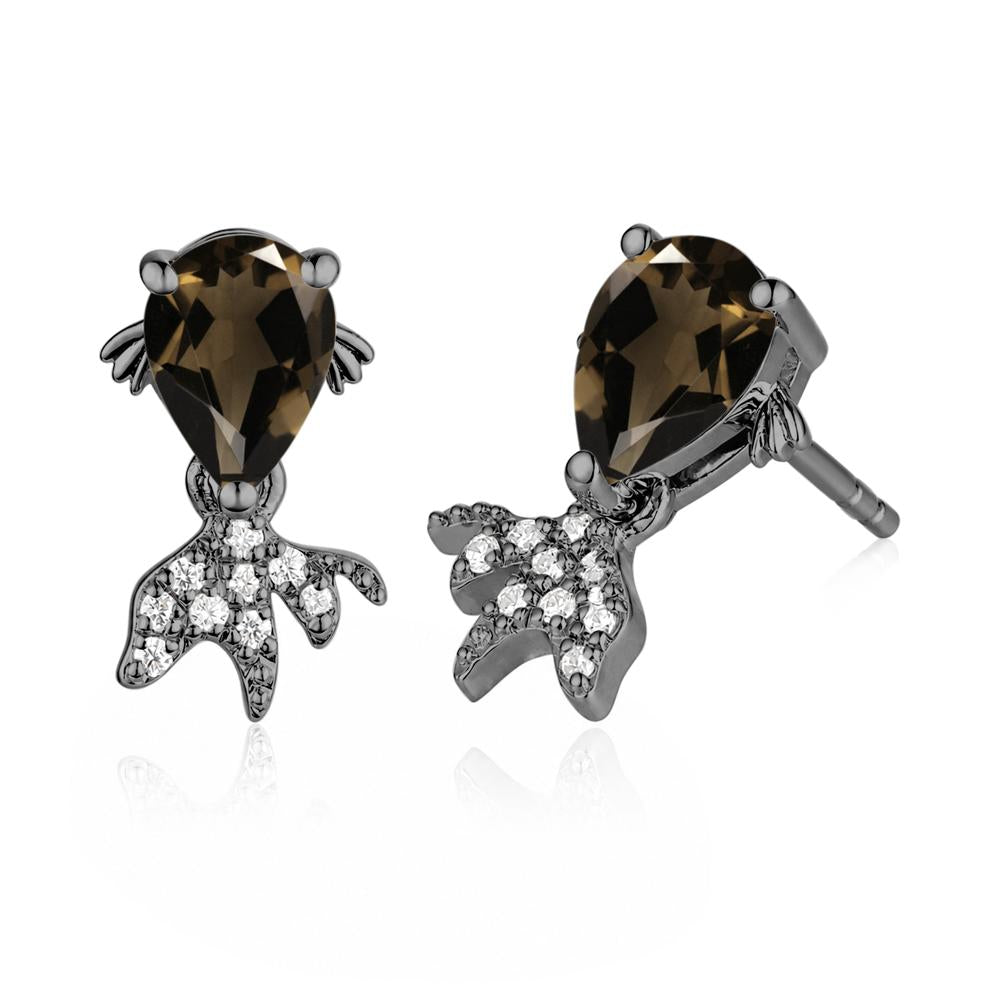Cute Goldfish Smoky Quartz Stud Earrings - LUO Jewelry #gemstone_Smoky Quartz