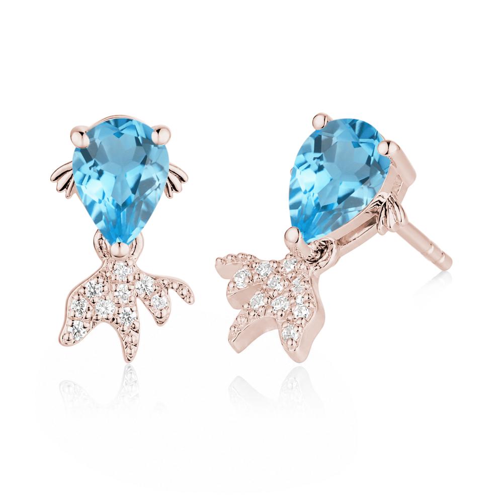 Cute Goldfish Smoky Quartz Stud Earrings - LUO Jewelry #gemstone_Swiss Blue Topaz