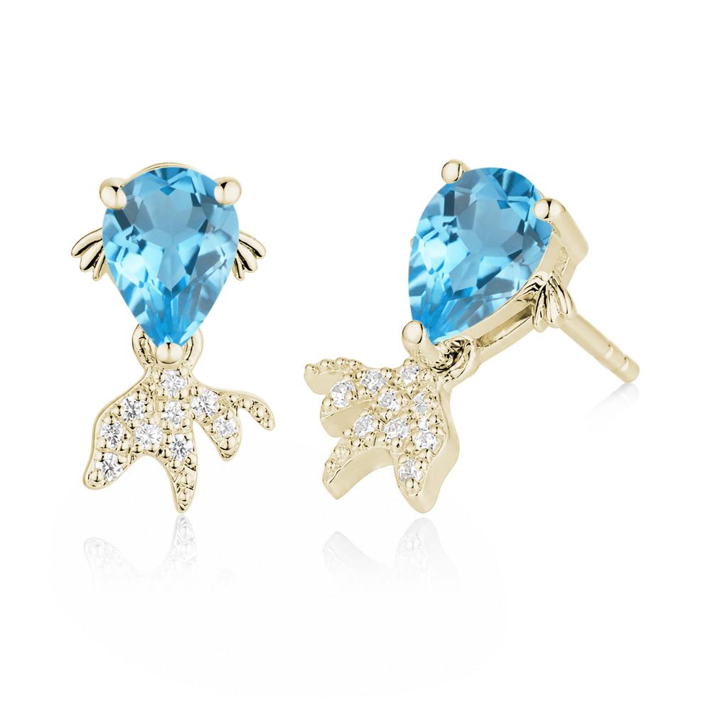 Cute Goldfish Smoky Quartz Stud Earrings - LUO Jewelry #gemstone_Swiss Blue Topaz
