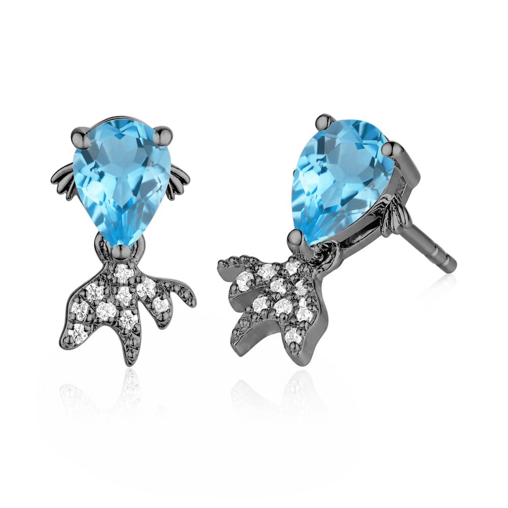 Cute Goldfish Smoky Quartz Stud Earrings - LUO Jewelry #gemstone_Swiss Blue Topaz